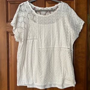 Solitaire lace top . White 3x